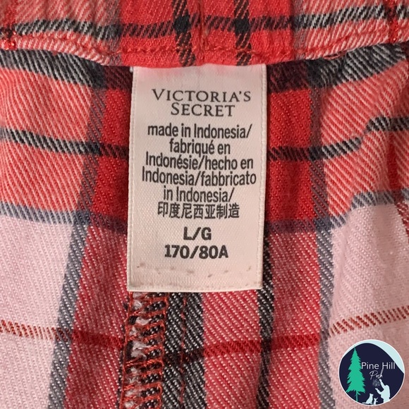 SOLD Victorias Secret Pajama Pants Large Flannel Red Black Plaid Wide Leg EUC - Picture 5 of 10